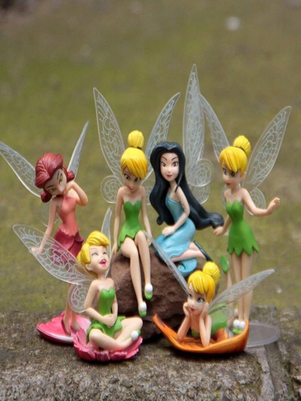 Tinker Bell Fairy Girls Dolls 6pcs Figures Cake Topper Party Toy Gift